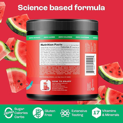 KEY NUTRIENTS Multivitamin Electrolytes Powder No Sugar - Refreshing Watermelon Electrolyte Powder - Endurance & Energy Supplement - Hydration Powder - No Calories - 90 Servings - Made in USA