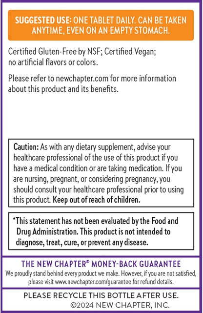 New Chapter Fermented Vitamin C + Elderberry, ONE Daily for Immune Support & Collagen Protection, Made with Organic Herbs, Certified Vegan, Gluten Free, 60 Count