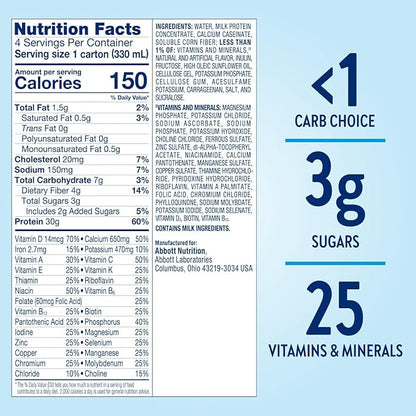 Glucerna Protein Smart Shake, Diabetic Drink to Support Blood Sugar Management, 30g Protein, 150 Calories, Vanilla, 11-fl-oz Bottle, 12 Count