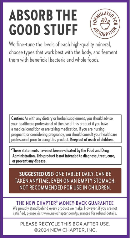 New Chapter Zinc Supplement, Fermented Zinc Complex, ONE Daily for Immune Support + Skin Health, Mineral-Balancing Formula Rich in Copper, Easy to Swallow & Digest, 90 Count (3 Month Supply)