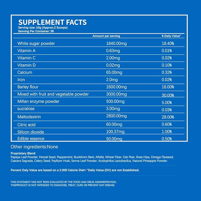 EUSNM Natural Colon Cleanse & Detox,Advanced Gut Cleanse Detox for Women & Men,Detox Powder with Digestive Enzymes & Probiotics, 38 Servings