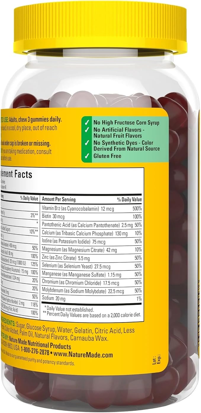 Advanced Multivitamin Gummies with Magnesium, Calcium & B Vitamins Compatible with Nature Made, 120 Count