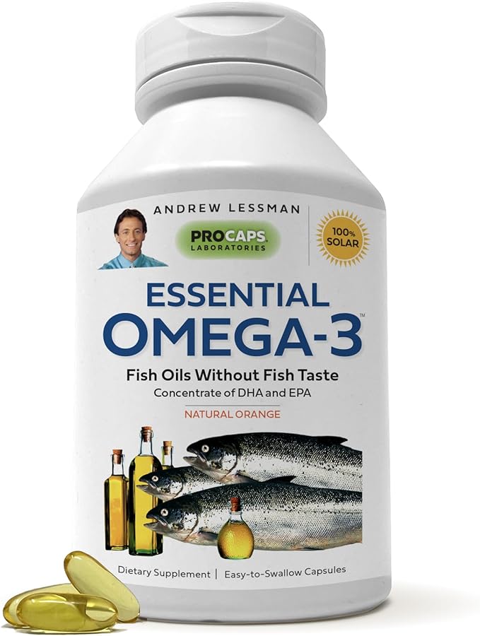 Andrew Lessman Essential Omega-3 Orange - 180 Softgels - Ultra-Pure, High Potency Omega-3 Oils. High DHA, No Stomach Upset, No Contaminants, No Mercury. Small Easy to Swallow Softgels