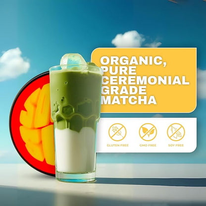 SoCal Sips Matcha Powder Japanese Green Tea – Strawberry Flavored Blend – Organic & Ceremonial Grade Matcha Powder – All Natural & Zero Sugar Added – Ideal for Tea, Smoothies, & Lattes – 1.43 Oz