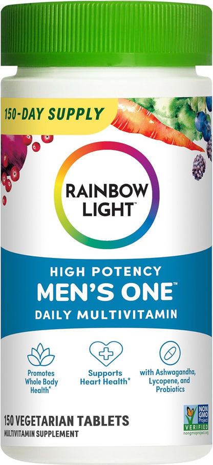 Rainbow Light Mens One High Potency Daily Multivitamin, Vegetarian, 150 ct., Package May Vary