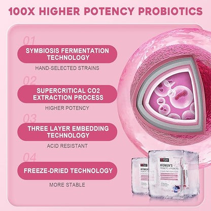 NATURE TARGET Probiotics for Women Probiotic Powder Supplement - Prebiotics and Probiotics for Digestive Health and Immune Support，30 Individual Stick Bags