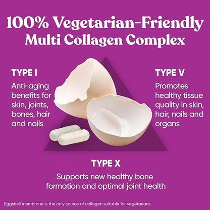 Move & Glow Collagen Pills for Women & Men – Vegetarian Multi-Collagen (Type I-V-X) with 9 Plant-based Superfoods for Skin Health & Joint Support – Biotin, Vitamin C, Vitamin E, 60 Vegetarian Capsules