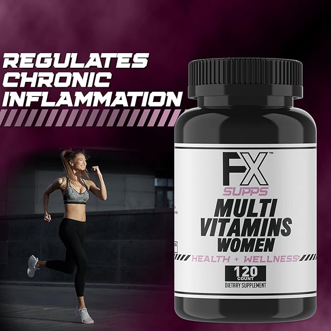 FXSUPPS Multivitamin for Women with Vitamin C, Vitamin D, Vitamin E, Zinc for Immune Support - Vegan Women's Multivitamin with Biotin, Iron, Antioxidants + Amino Acids (120 Count)