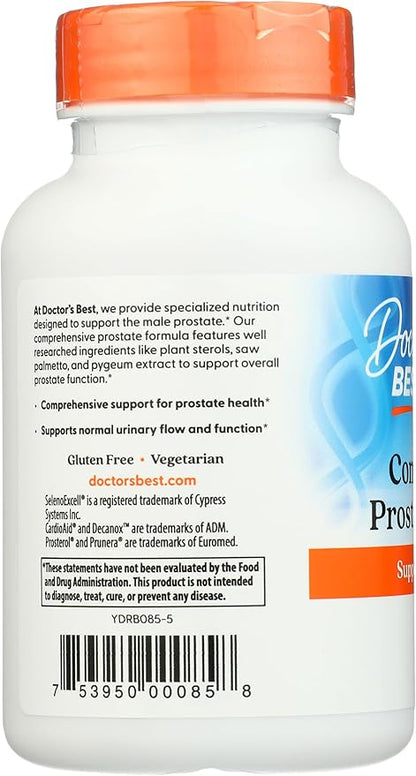 Doctor's Best Comprehensive Prostate Formula - Saw Palmetto, African Pygeum Bark, Nettle Root, CardioAid, & SelenoExcell - Prostate Support & Urinary Health, 120 Count