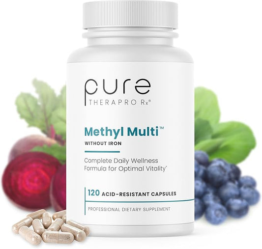 Methyl Multi Without Iron Methylated Multivitamin for Men & Women, 60-Day Supply | Methyl B12 & Methylfolate (5-MTHF) for MTHFR Support | Pharma Grade Multivitamin & Multimineral For Health, 120 Caps