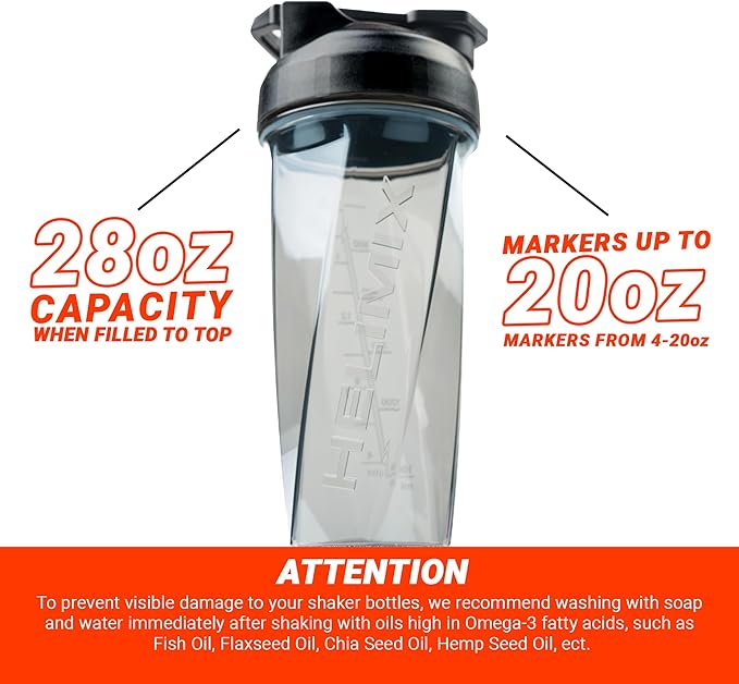 HELIMIX 2.0 Vortex Blender Shaker Bottle Holds upto 28oz | No Blending Ball or Whisk | USA Made | Portable Pre Workout Whey Protein Drink Cup | Mixes Cocktails Smoothies Shakes | Top Rack Safe