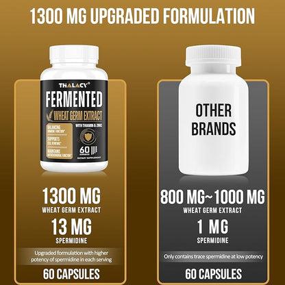 Spermidine Supplements 13mg - 1300mg Wheat Germ Extract Capsules Potent Formula with Higher Spermidine Content and Zinc for Healthy Aging, Daily Immune System and Cell Renewal (4 Pack)