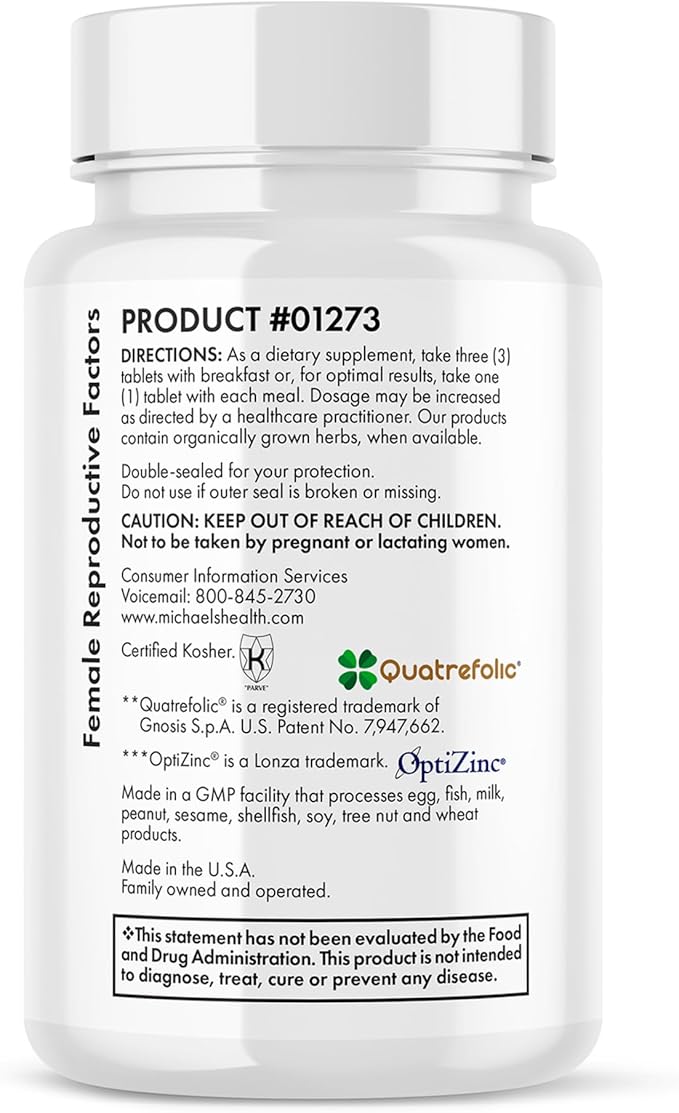 MICHAEL'S Health Naturopathic Programs Male & Female Reproductive Factors Couples' Pack - 60 Vegetarian Tablets Per Bottle - Nutrients for Conception Support - 20 Servings Per Bottle