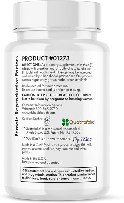 MICHAEL'S Health Naturopathic Programs Male & Female Reproductive Factors Couples' Pack - 60 Vegetarian Tablets Per Bottle - Nutrients for Conception Support - 20 Servings Per Bottle