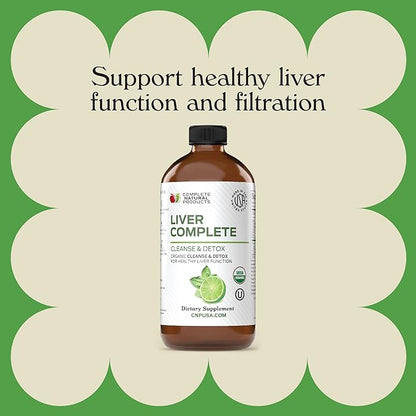 Complete Natural Products Liver Complete 12oz - Organic Liquid Liver Cleanse & Detox Supplement for High Enzymes, Fatty Liver, Liver Support