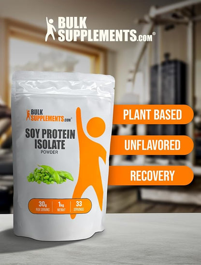 BulkSupplements.com Soy Protein Isolate Powder - Vegan Protein Powder, Soy Protein Powder - Unflavored Protein Powder, Gluten Free, 30g per Serving, 5kg (11 lbs) (Pack of 5)