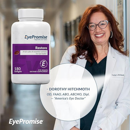 EyePromise Restore Supplement - 180 Softgel Capsules Containing Lutein, Vitamin C, Vitamin D, Vitamin E, Omega-3 Fish Oil, and Zeaxanthin - A Patented and Complete Eye Health Formula