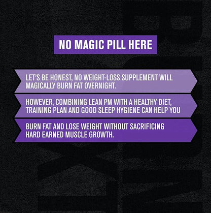 Jacked Factory Lean PM Night Time Fat Burner, Sleep Aid Supplement, & Appetite Suppressant for Men and Women - 60 Stimulant-Free Veggie Weight Loss Diet Pills