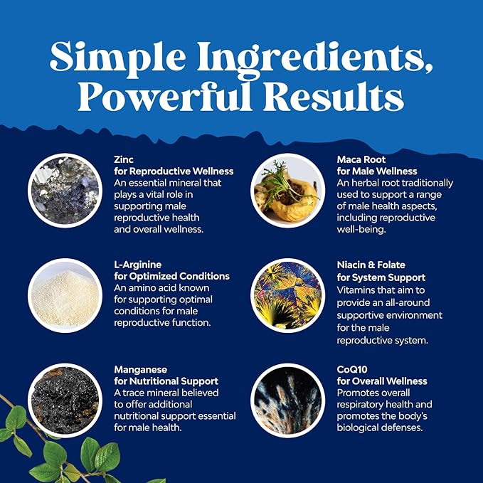 Pre Conception Male Fertility Supplement - Advanced Fertility Supplement for Men with CoQ10 Maca Root Methyl Folate & D-Aspartic Acid for Enhanced Count Motility & Overall Fertility Support (1 Month)