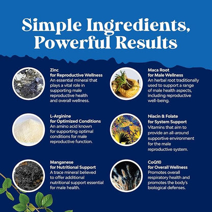 Pre Conception Male Fertility Supplement - Advanced Fertility Supplement for Men with CoQ10 Maca Root Methyl Folate & D-Aspartic Acid for Enhanced Count Motility & Overall Fertility Support (1 Month)