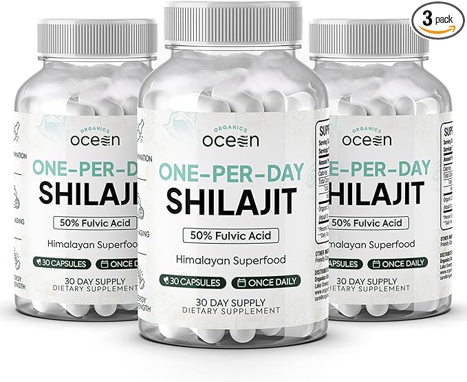 One-Per-Day Shilajit for Men and Women - Natural and Potent Shilajit Supplement for Age-Defying, Bone Strength, Hormone Support and More - 3 Bottles Shilajit Capsules