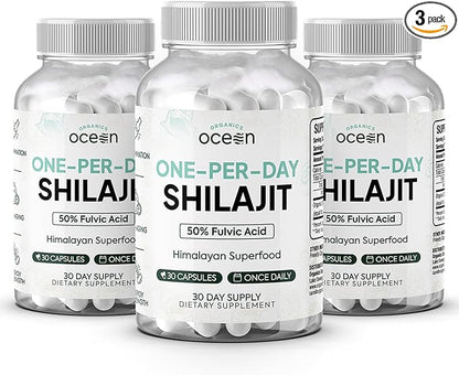 One-Per-Day Shilajit for Men and Women - Natural and Potent Shilajit Supplement for Age-Defying, Bone Strength, Hormone Support and More - 3 Bottles Shilajit Capsules