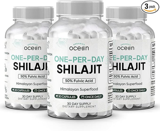 One-Per-Day Shilajit for Men and Women - Natural and Potent Shilajit Supplement for Age-Defying, Bone Strength, Hormone Support and More - 3 Bottles Shilajit Capsules