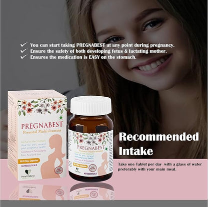 Pregnabest Pre-natal Multivitamin for Women, Folic Acid, Iron, 60 Capsules