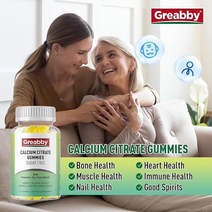 Calcium Citrate Gummies 1200 mg for Kids & Adults, Sugar Free, with Vitamin D3, K2, Magnesium, Zinc, Bone Support for Women & Elders, Natural Pineapple Flavor, 120 Gummies