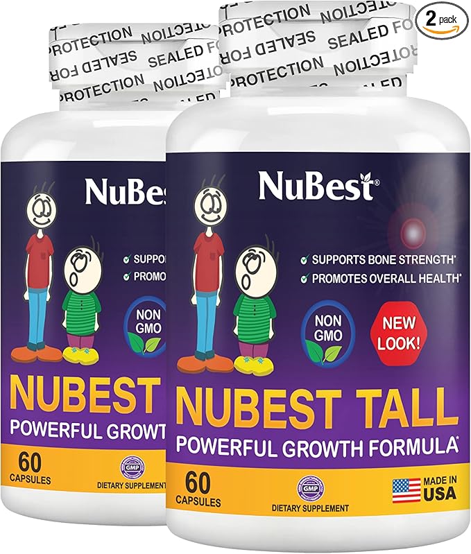 NuBest Tall - Powerful Formula for Strong Bones, Immunity & Healthy Development with Calcium, Collagen & Herbs - for Children (5+) & Teens Who Don’t Drink Milk Daily - 2 Pack | 2 Months Supply