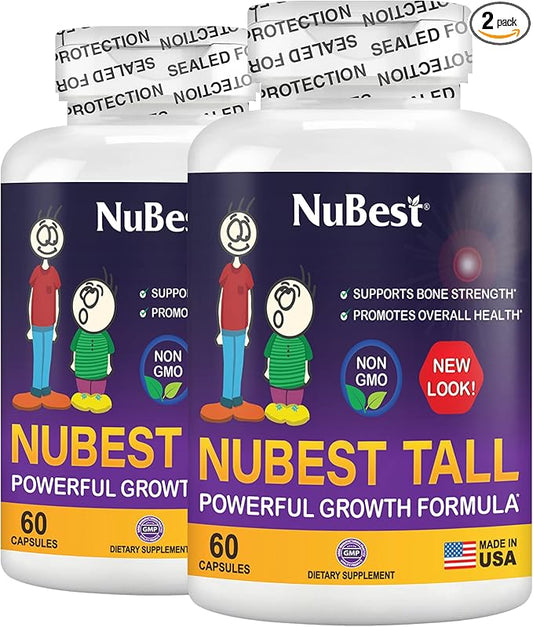 NuBest Tall - Powerful Formula for Strong Bones, Immunity & Healthy Development with Calcium, Collagen & Herbs - for Children (5+) & Teens Who Don’t Drink Milk Daily - 2 Pack | 2 Months Supply