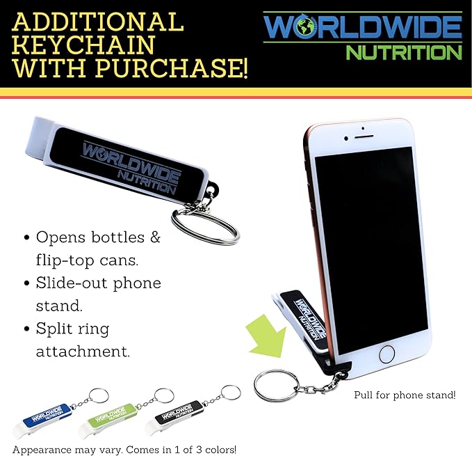 Worldwide Nutrition Bundle: Black Magic Multi-Source Protein Powder - Whey, Egg Albumin Enzymes, Micellar Casein & MCTs-Muscle Mass Gaining -Honey Grahams Flavor-2 LB & Multi Purpose Keychain