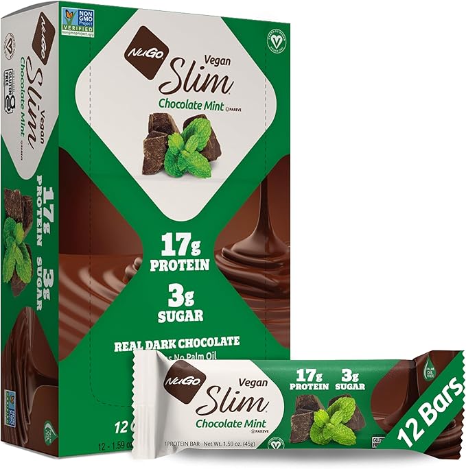 NuGo Slim Chocolate Mint Box, 1.59 OZ (Pack of 12)