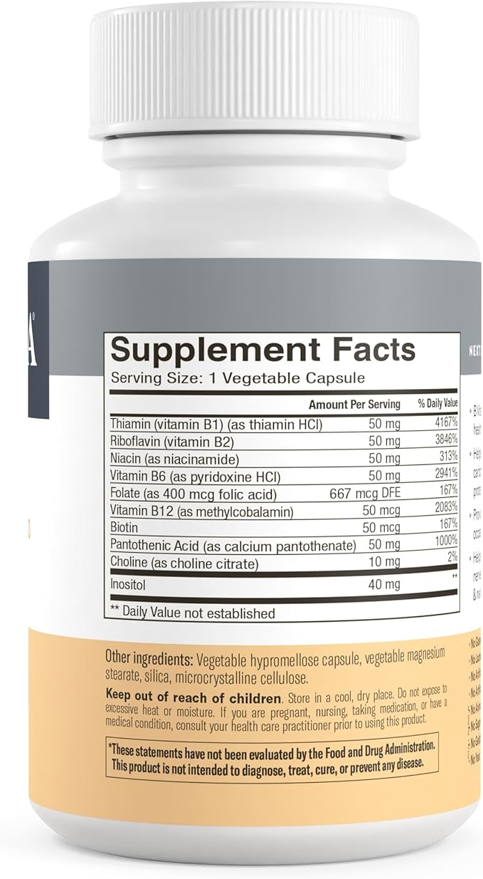 FREEDA Vitamin B Complex - Kosher Super B Complex Vitamin Supplement for Women & Men with Biotin, Vitamin B12, B1, B2, B3, B6, Folic Acid - Energy Metabolism Booster - Super Quints B-50 (250 Capsules)