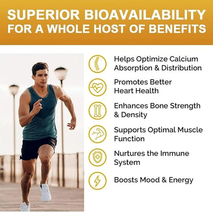 Extra Strength 4-in-1 Calcium 600mg + Vitamin D3 5000iu + K2 + B12 Natural Supplement Complex for Bone and Immune Health, 120 Softgels, 60 Day Supply