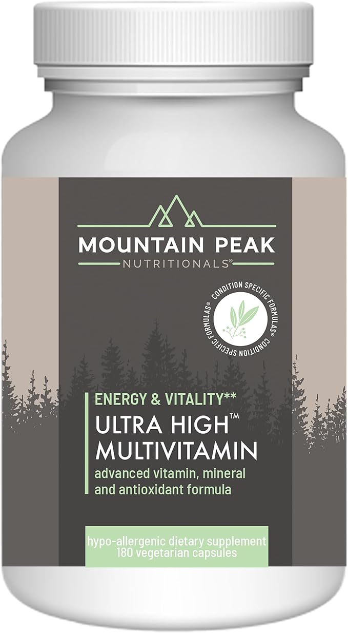 Mountain Peak Nutritionals Ultra High Multivitamin - Helps Support Well Being - Complete w/Vitamin A, Vitamin B12 & Probiotic Formula - Hypoallergenic Dietary Supplement (180 Vegetarian Capsules)