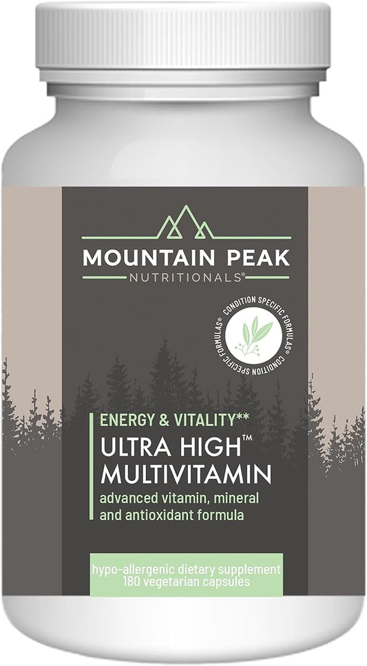 Mountain Peak Nutritionals Ultra High Multivitamin - Helps Support Well Being - Complete w/Vitamin A, Vitamin B12 & Probiotic Formula - Hypoallergenic Dietary Supplement (180 Vegetarian Capsules)