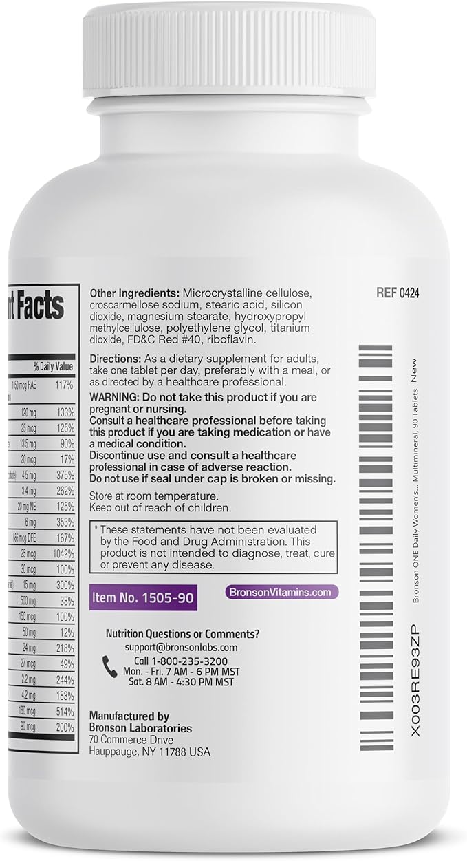 Bronson ONE Daily Women’s 50+ Complete Multivitamin Multimineral, 90 Tablets