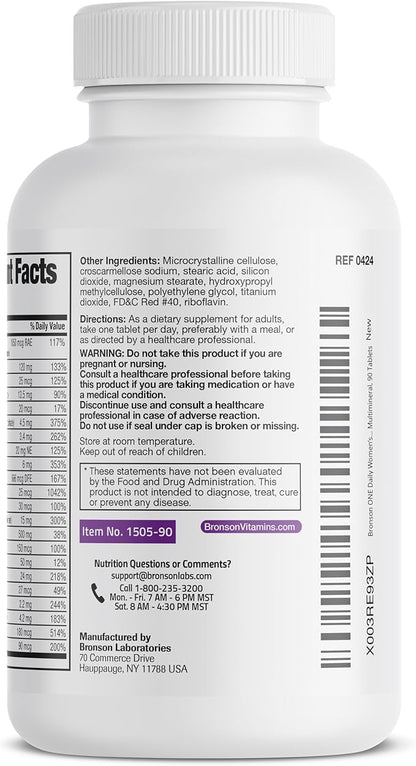 Bronson ONE Daily Women’s 50+ Complete Multivitamin Multimineral, 90 Tablets