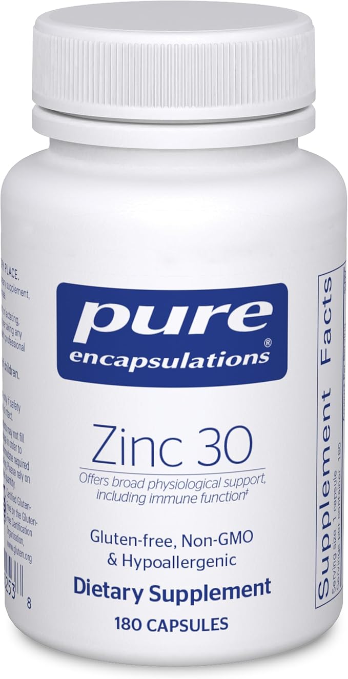 Pure Encapsulations Zinc 30 mg - Supplement for Immune System Support, Growth and Development, and Wound Healing* - with Zinc Picolinate 30 mg - 180 Capsules