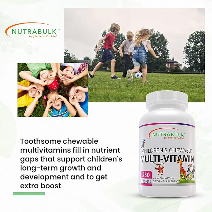 Children’s Chewable Multi-Vitamins - Promotes Overall Development - USA Made Vitamins for Kids to Support Immune System & Bones |Gluten Free Cherry Flavored 250 Tablets