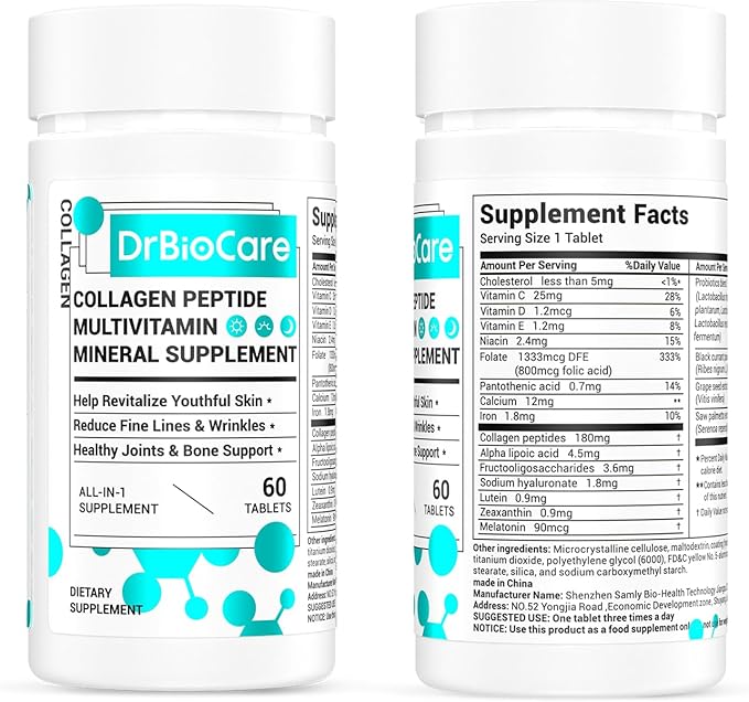 Collagen Peptides for Women, Beauty Vitamin & Mineral Supplement,Contains Vitamin D3, Probiotics for Women & Collagen Peptides,Vitamin E,Vitamin B Complex 60 Tablets