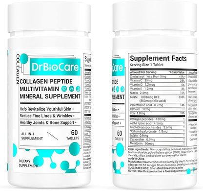 Collagen Peptides for Women, Beauty Vitamin & Mineral Supplement,Contains Vitamin D3, Probiotics for Women & Collagen Peptides,Vitamin E,Vitamin B Complex 60 Tablets