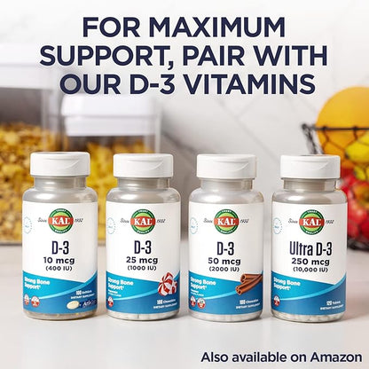 KAL Vitamin K2 MK7 ActivMelt 100 mcg, Vitamin K Supplement as Superior K2 MK7, Bone Health, Heart and Artery Health Support, Natural Raspberry Flavor, Vegan, Gluten Free, 60 Servings, 60 Micro Tablets