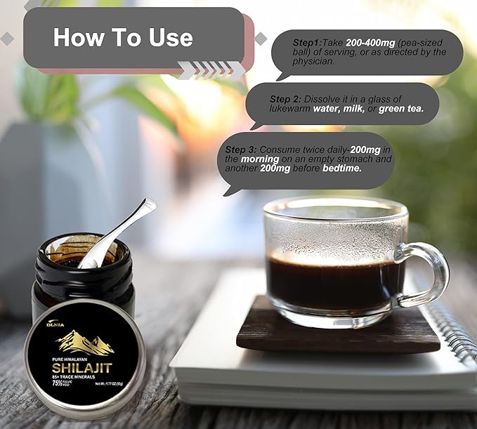 Shilajit Pure Himalayan Organic Shilajit Resin Supplement- Gold+ Grade with 85+ Trace Minerals with 75% Fulvic Acid, Overall Energy & Immune Support, Pure Shilajit for Men & Women, 65g