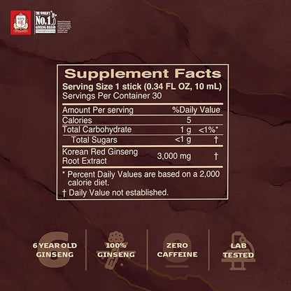 CheongKwanJang Korean Red Ginseng Extract Everytime Limited 3000mg | Premium Sugar Free Energy Supplement, Ginseng Tea, Korean Food, Ginseng Drink | Energy Boost,Stamina | 30 Count