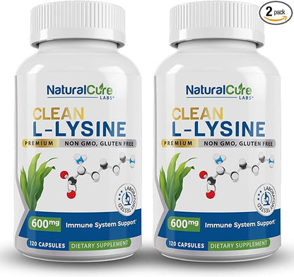 Clean L-Lysine 600mg, 120 Capsules | Vegan, Non-GMO, & Gluten Free