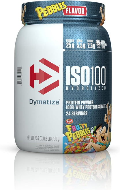 Dymatize ISO100 Hydrolyzed Protein Powder, 100% Whey Isolate Protein, 25g of Protein, 5.5g BCAAs, Gluten Free, Fast Absorbing, Easy Digesting, Fruity Pebbles, 24 Servings
