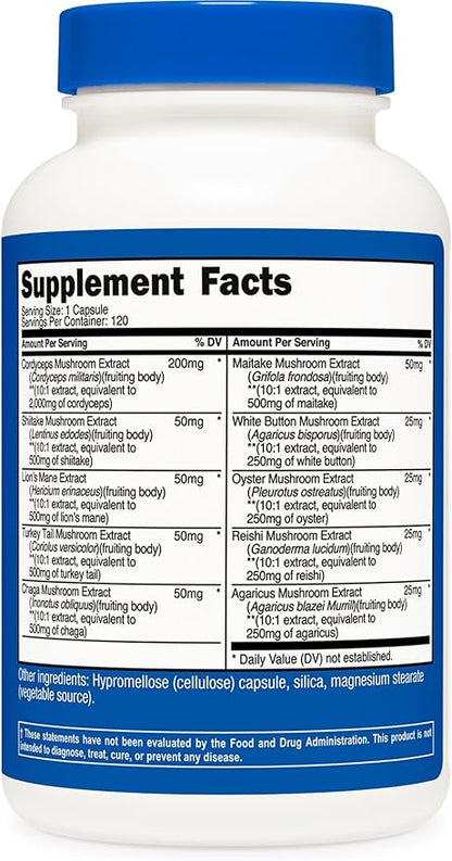 Nutricost Mushroom Complex Supplement, 120 Capsules - 10 Mushroom Blend (with Reishi, Maitake, Shiitake, Lion's Mane, and More) - Non-GMO and Gluten Free