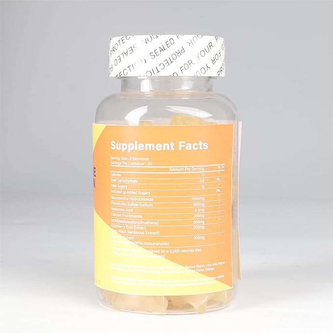 Vegan Glucosamine Chondroitin Gummies, Support Supplement for Adults Men & Women, 1500mg Extra Strength Glucosamine with Chondroitin MSM Turmeric Elderberry